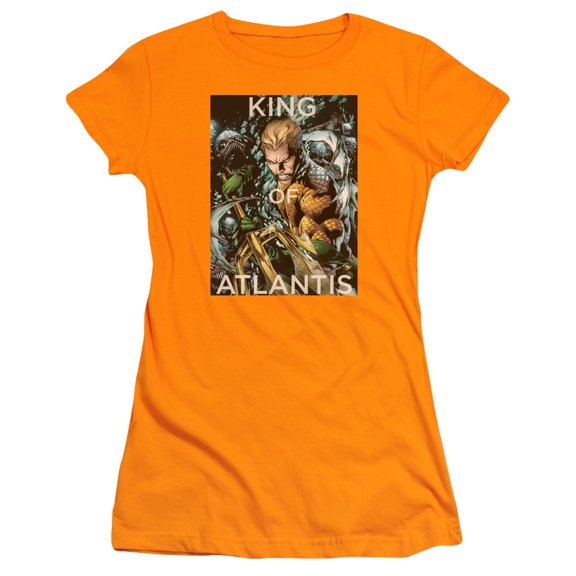 JLA Justice League King Of AtlantiS/S S Junior Women's T-Shirt Sheer Orange