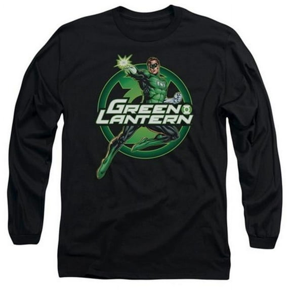 Jla-Lantern Glow Long Sleeve Adult 18-1 Tee- Black - 2X