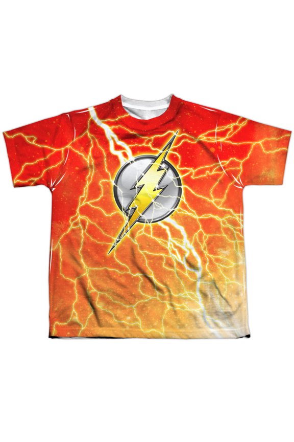 Jla - Lightning Logo - Youth Short Sleeve Shirt - Large
