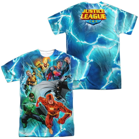JLA Lightning Team Unisex Adult Sublimated Costume T Shirt (Front/Back), Medium Multicolor