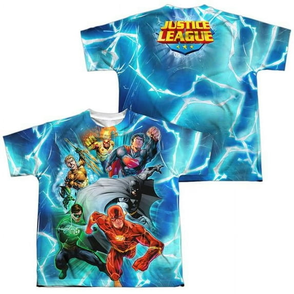 Jla - Lightning Team (Front/Back Print) - Youth Short Sleeve Shirt - Medium