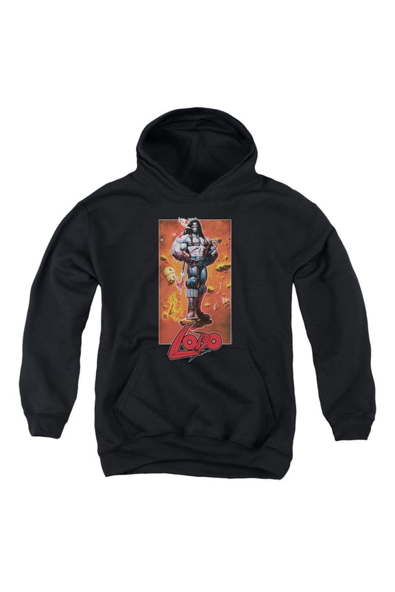 Jla - Lobo Pose - Youth Hooded Sweatshirt - Large