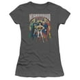 thumbnail image 1 of JLA Justice League NeigHBOrhood Watch S/S Junior Women's T-Shirt Sheer Charcoal, 1 of 2