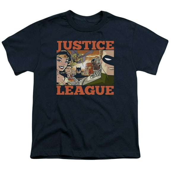 JLA Justice League New Dawn Group S/S Youth 18/1 T-Shirt Navy