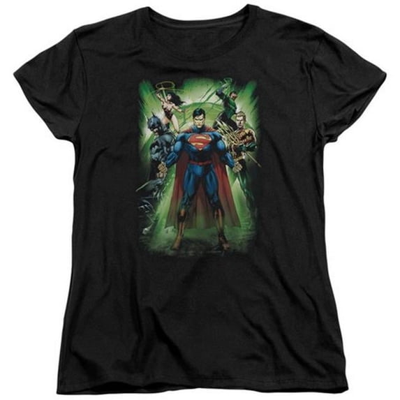 Jla-Power Burst Short Sleeve Womens Tee- Black - XL