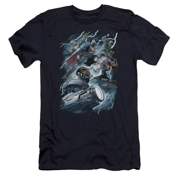 Jla - Ride The Lightening - Premium Slim Fit Short Sleeve Shirt - Medium