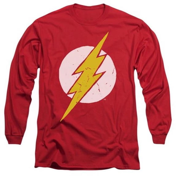 Jla-Rough Flash Long Sleeve Adult 18-1 Tee- Red - Large