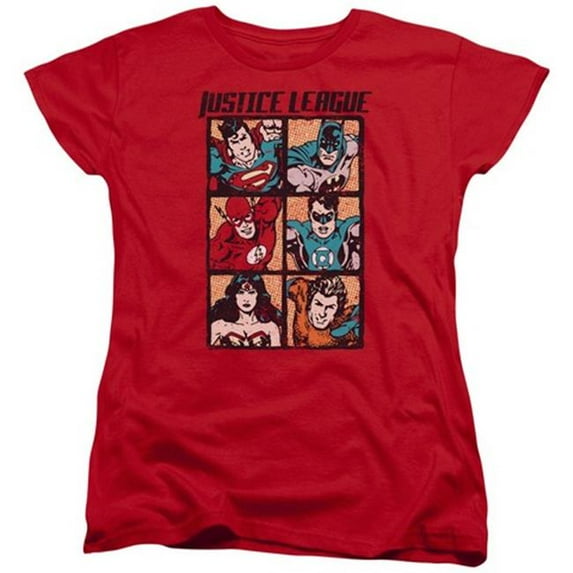 Jla-Rough Panels Short Sleeve Womens Tee- Red - 2X