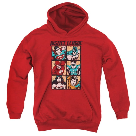 Jla - Rough Panels - Youth Hooded Sweatshirt - X-Large