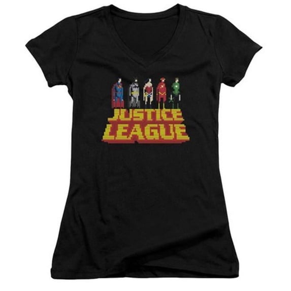 Jla-Standing Above Junior V-Neck Tee- Black - Small