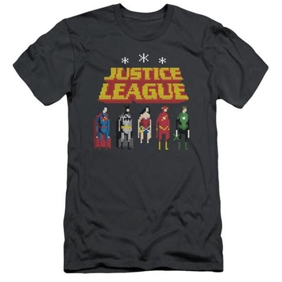 Jla-Standing Below Short Sleeve Adult 30-1 Tee- Charcoal - Small