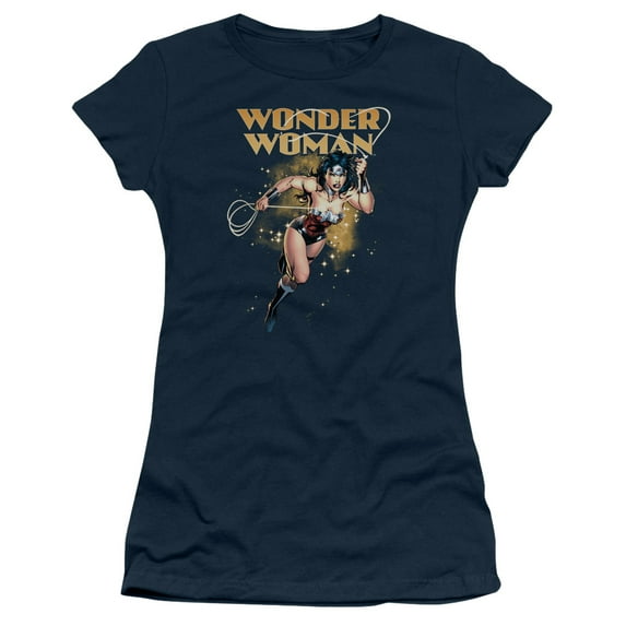 JLA Justice League Star Lasso S/S Junior Women's T-Shirt Sheer Navy