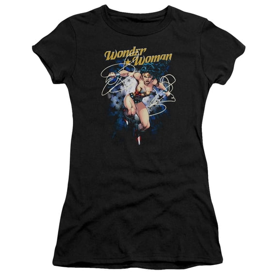 JLA Justice League Starburst S/S Junior Women's T-Shirt Sheer Black