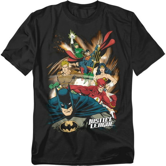 JLA T-Shirt Starburst Unisex Graphic Tee For Men & Women Black 