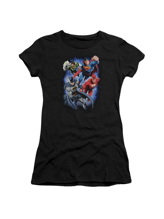 JLA Justice League Storm Makers S/S Junior Women's T-Shirt Sheer Black