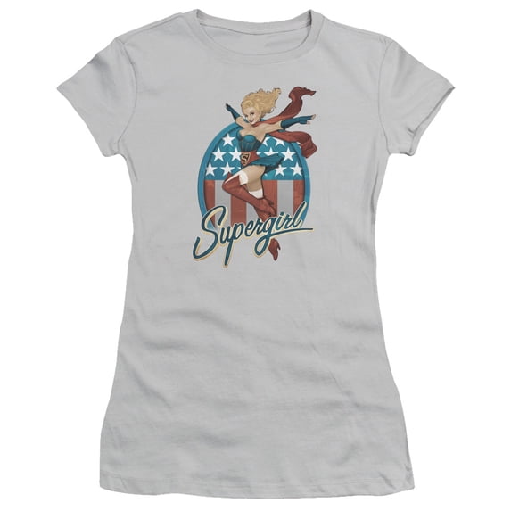 Jla - Supergirl Bombshell - Juniors Teen Girls Cap Sleeve Shirt - Medium