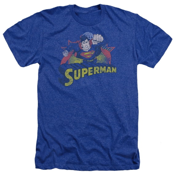 Jla - Superman Rough Distress - Heather Short Sleeve Shirt - Large