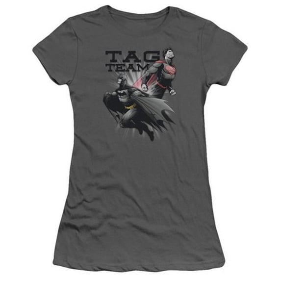Jla-Tag Team Short Sleeve Junior Sheer Tee- Charcoal - 2X