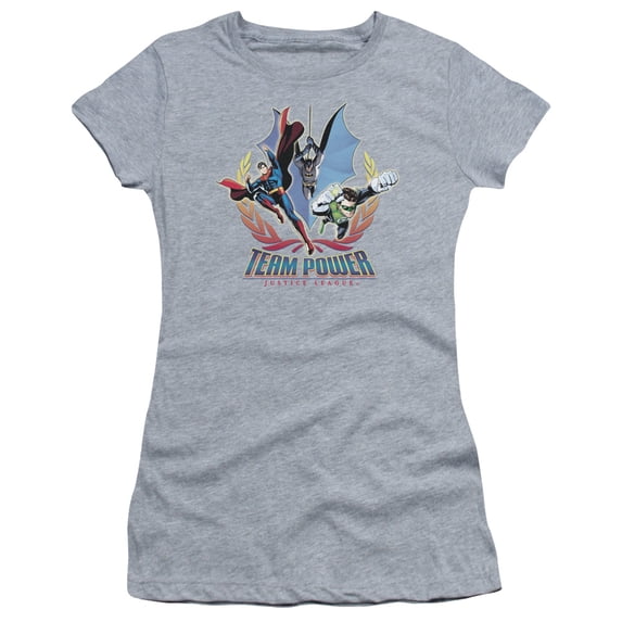Jla - Team Power - Juniors Teen Girls Cap Sleeve Shirt - Small
