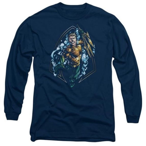 Jla-Thrashing Long Sleeve Adult 18-1 Tee - Navy - 2X