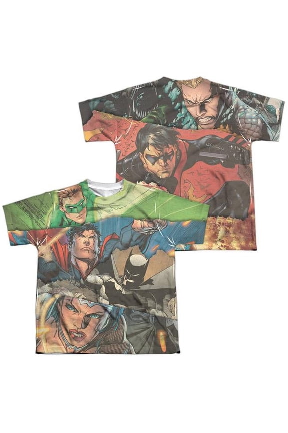 Jla - Torn (Front/Back Print) - Youth Short Sleeve Shirt - Large