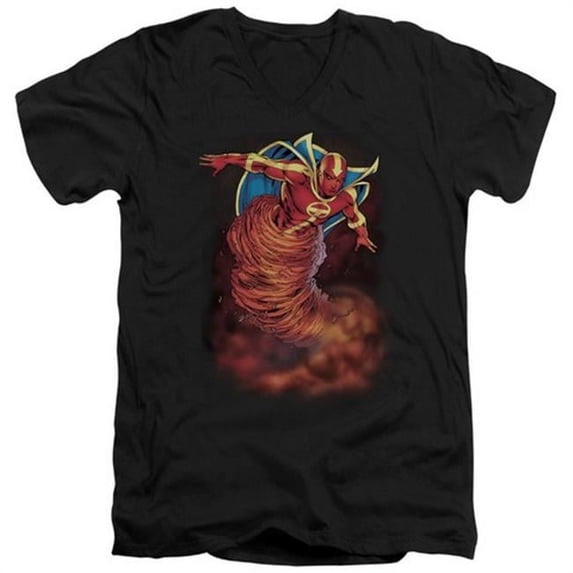 Jla-Tornado Cloud Short Sleeve Adult V-Neck 30-1 Tee- Black - XL