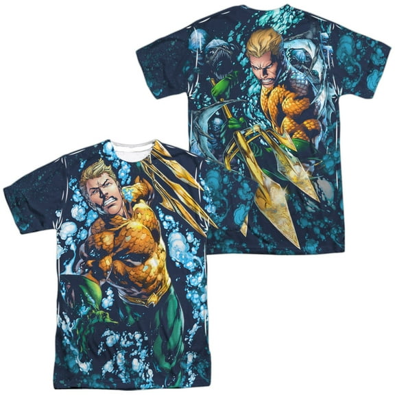 JLA Trident Unisex Adult Sublimated Costume T Shirt (Front/Back), X-Large Multicolor