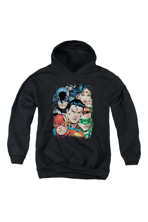 Jla - Up Close And Personal - Youth Hooded Sweatshirt - Large
