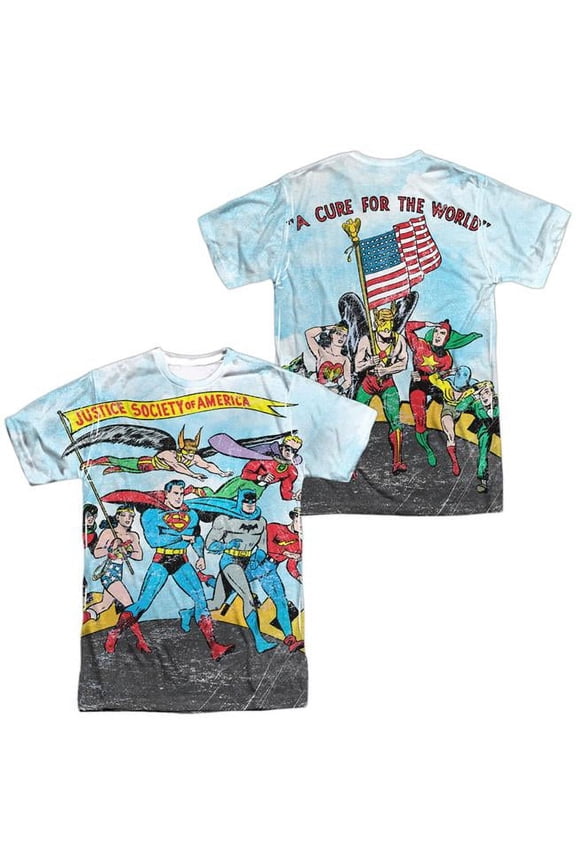Justice League Of America Men's World Cure Sublimation T-shirt White