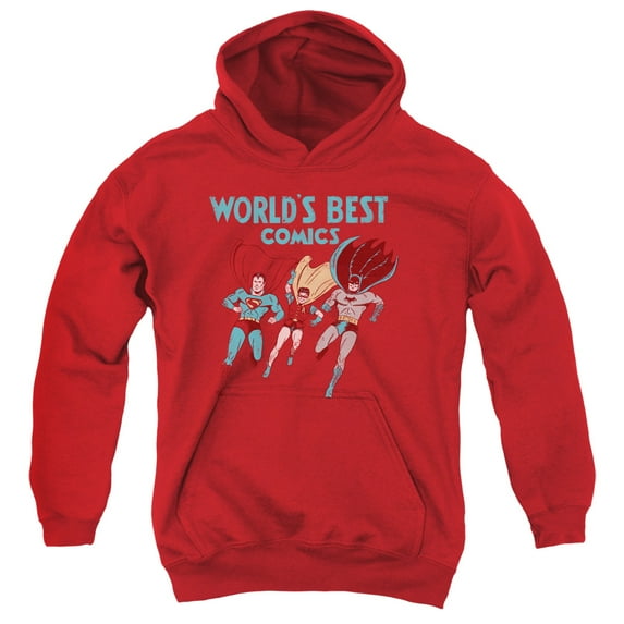 Jla - Worlds Best - Youth Hooded Sweatshirt - Large