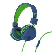 JLab JBuddies Studio On-Ear Kids Wired Headphones, Blue/Green, Studio Volume Safe, Volume Limiter, Folding, Adjustable, Noise Isolation, with Mic