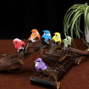 Jlong 12PCS Artificial Simulation Foam Feather Bird Mini Sparrow Ornaments Home Garden Decor DIY Craft for Wedding Decoration Party Accessories