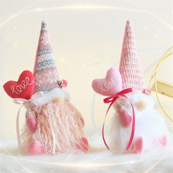 Jlong 2 PCS Valentines Day Gnome Plush - Mr and Mrs Scandinavian Tomte Elf Decorations - Stuffed Plushie Ornaments - Swedish Tomte Dwarf Figurines Table Gnomes Decor Gifts Presents
