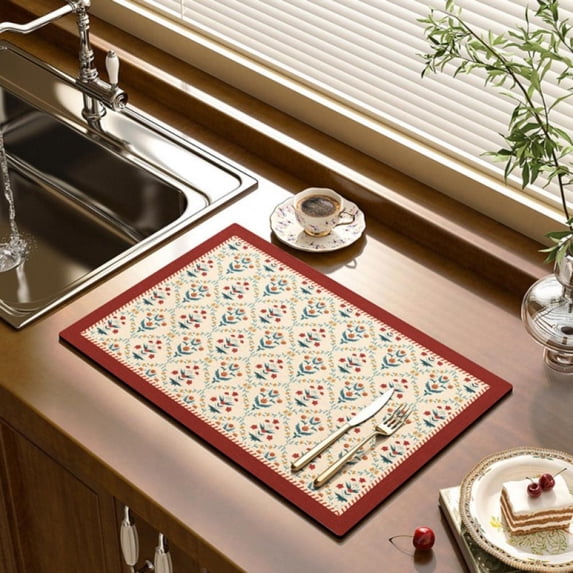 Jlong Coffee Mat Hide Stain Rubber ,Coffee Maker Mat for Countertops, Absorbent Coffee Bar Mat for Kitchen Counter,Coffee Bar Accessories Under Appliance Mats,Drying Mat for Kitchen Counter