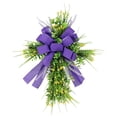 thumbnail image 1 of Jlong Easter Front Door Cross Wreath, Easter Artificial Wreath with Large Purple Bow Tie, Home Decration Easter Cross Flowers Spring Wreath Garland for Easter Holiday Home Wall Decor, 1 of 9