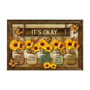Jlong Farmhouse Wall Decor Sunflower It's Okay Inspirational Quotes Canvas Print Artwork for Bathroom Decor Wall Art Rustic Sunflower Painting Picture For Office Kitchen Decor, Frameless 11.8"x17.7"