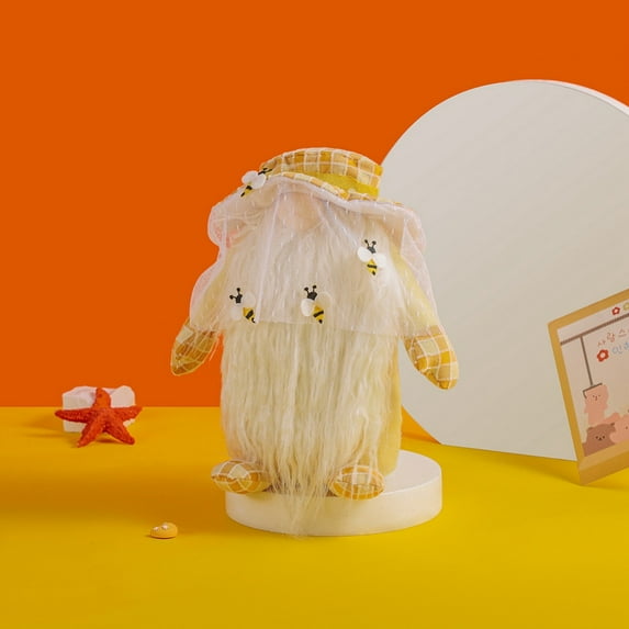 Jlong Plush Bumble Bee Gnomes Scandinavian Tomte Nisse Swedish Spring Summer Decorations Honey Bee Home Farmhouse Kitchen Plush Collection,1PC