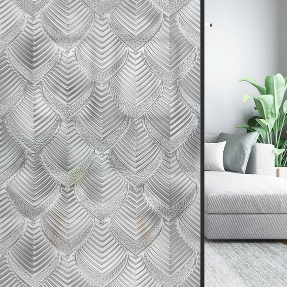 Jlong Window Privacy Film, Frosted Glass Film for Doors, Non-Adhesive Window Cling, Static Cling Frosting Decorative Window Sticke