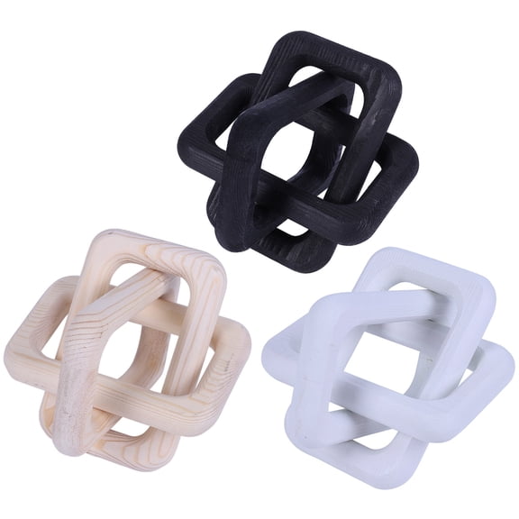 Jlong Wood Knot Coffee Table Decor, Modern Farmhouse Shelf Decor, Boho Wood Chain Link Decor for Home Living Room Bedroom Office Decorations