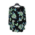 thumbnail image 1 of Jm Collection Floral-Print Three-Quarter-Sleeve Top, Created, deep black, Size L, 1 of 2