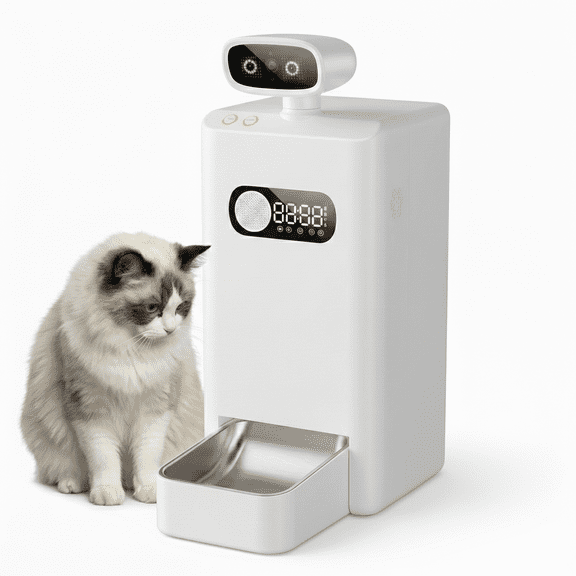 Jmh 3.5L Smart Automatic Pet Feeder with 360° Camera, AI Health Monitoring & Laser Toy for Cats and Dogs, WiFi Enabled, 304 Stainless Steel Bowl