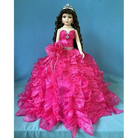 Jmisa 24 Umbrella Porcelain Dolls Quince Anos Fuchsia