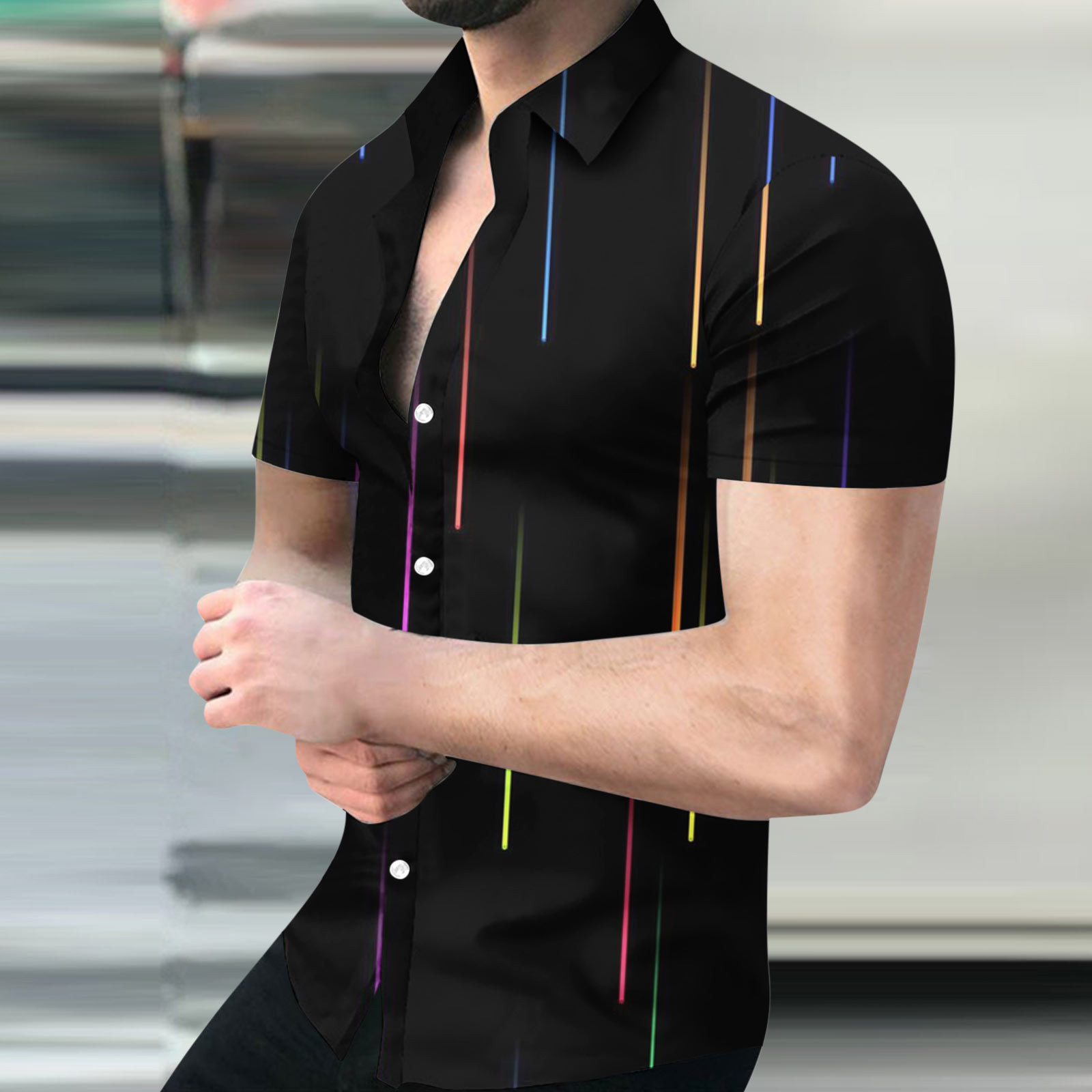 Jmntiy Men's Sun Protection Beach TShirts Geometric Shirt 3D Non