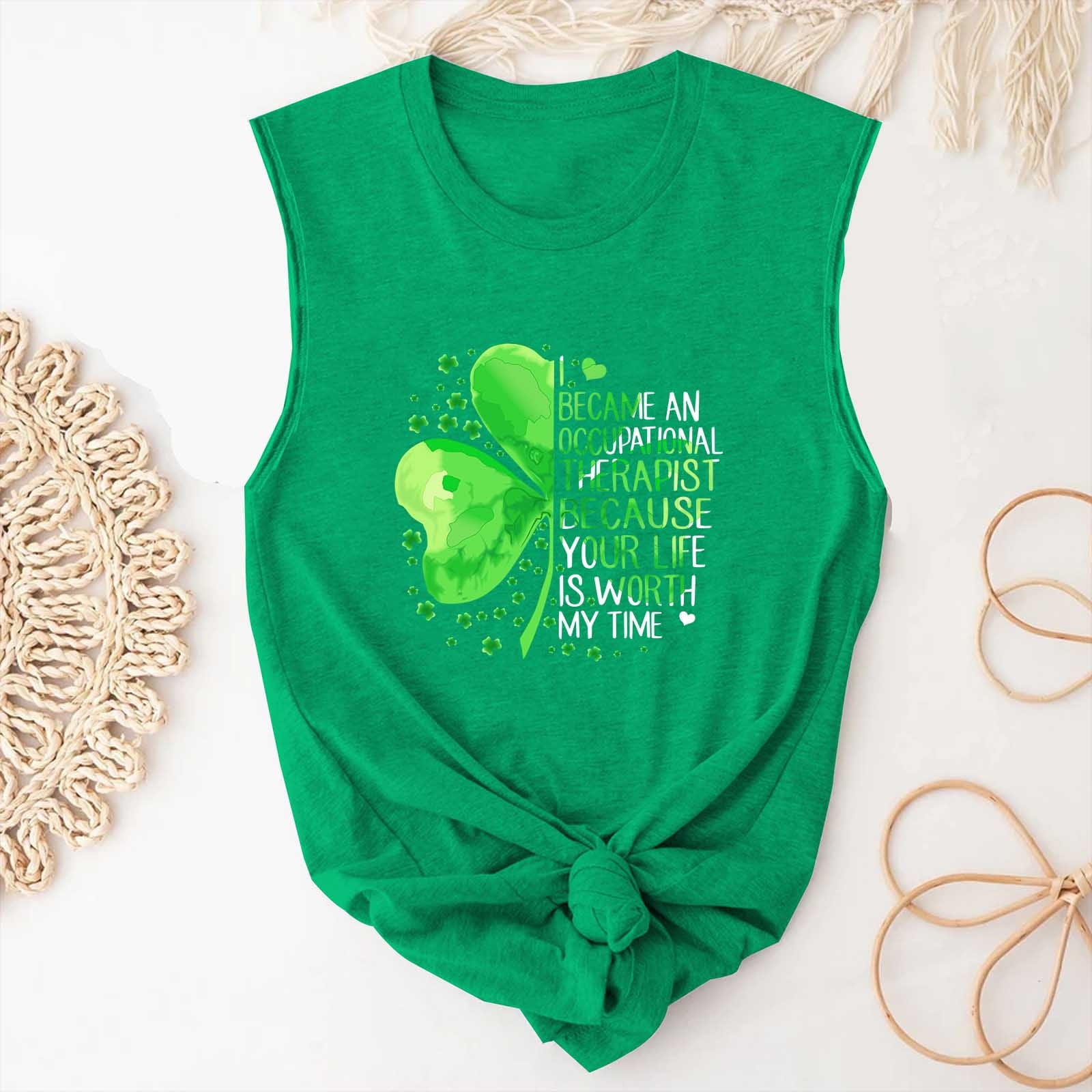 Jmntiy Women's St. Patrick's Day Print Tank Tops Adult Girls Summer