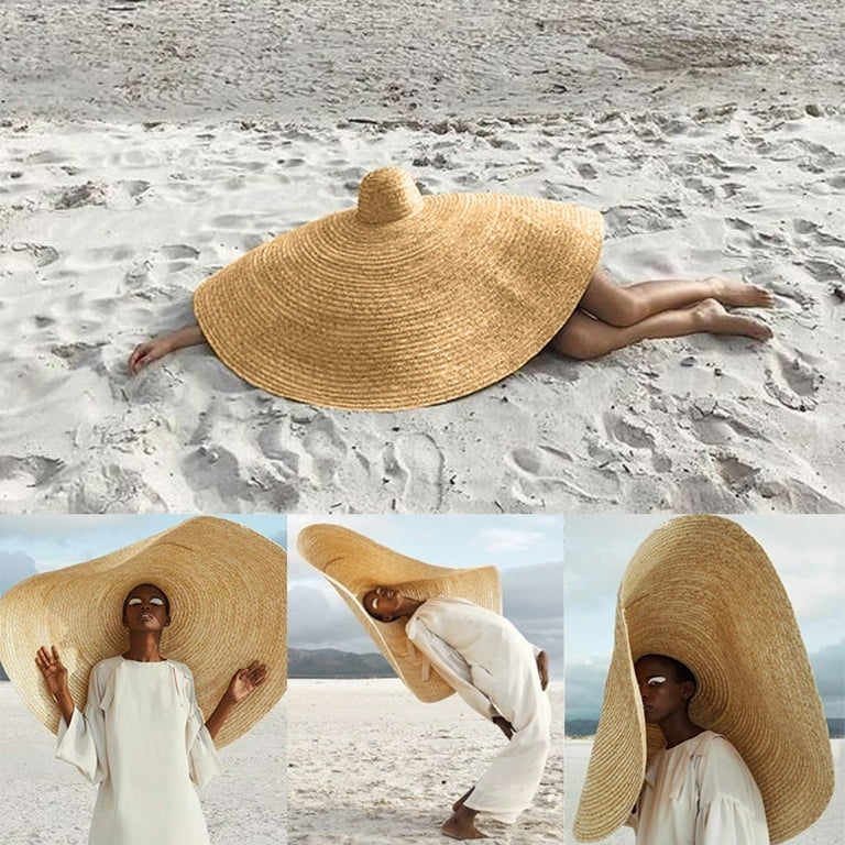 Jmntiyfashion Large Hat Wide Brim Sun Hat Beach Anti-UV Sun Protection Foldable Stage Cap Cover Body Straw Hat (B Color 90cm) Clearance, Women's, Size