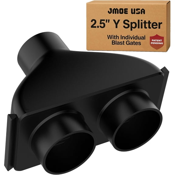 Jmoe USA 2.5 Inch Shop Vac Y Connector Splitter With Individual Blast Gates | Dust Collection Hose Splitter | Fits Ridgid, Craftsman, and Most Wet Dry Vacuums | PATENT PENDING