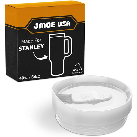 Jmoe USA 40oz & 64oz Sliding Lid for Stanley Adventure Quencher H2.0 Flowstate Tumblers With Handle | Leakproof & Spillproof | Made of BPA and Food-Grade Materials | Dishwasher Safe (White, 1-Pack)