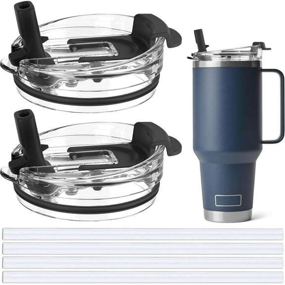 Jmoe USA 42oz, 35oz, 30oz, 26oz Replacement Straw Lid For Yeti Rambler With Handle | Fits Reduce 40oz Tumblers | Fits Hydroflask Traveler 32oz & 40oz | 2-in-1 Leak Proof Accessory (2-Pack)