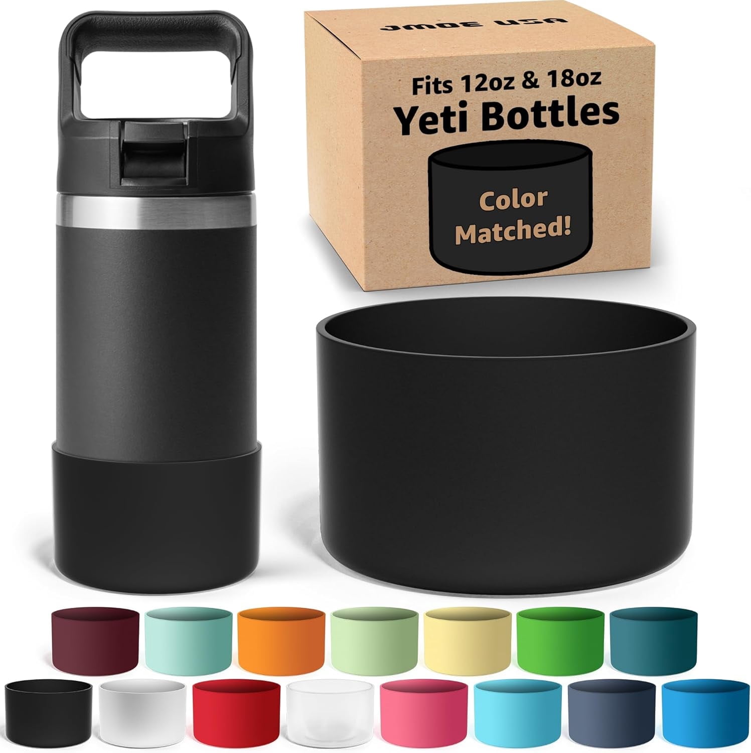 Jmoe USA Silicone Boot for Yeti Rambler Jr 12oz and 18oz Bottle | 2mm ...