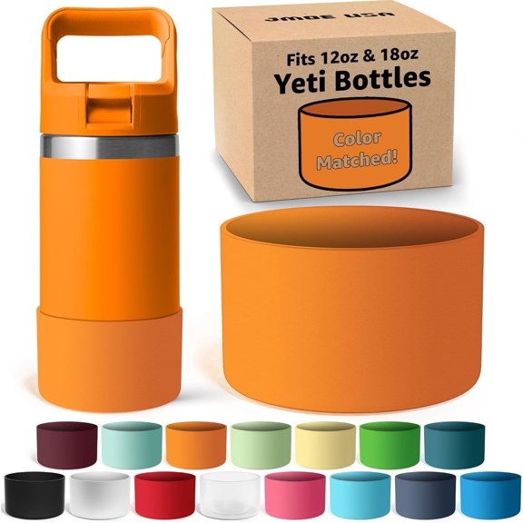Jmoe USA Silicone Boot for Yeti Rambler Jr 12oz and 18oz Bottle | 2mm Sleeve | Anti-Slip Boot | Protector for the Bottom of your Bottle | Protects Against Damage | BPA Free Silicone (King Crab)